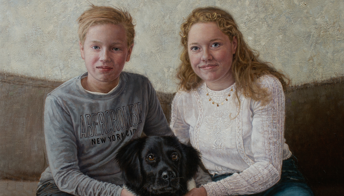 Portret schilderij olieverf kinderen 