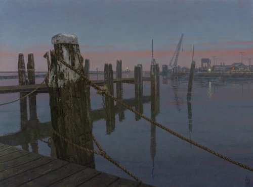 Nocturne in Blue and Red (aanlegsteigers haven West-Terschelling)